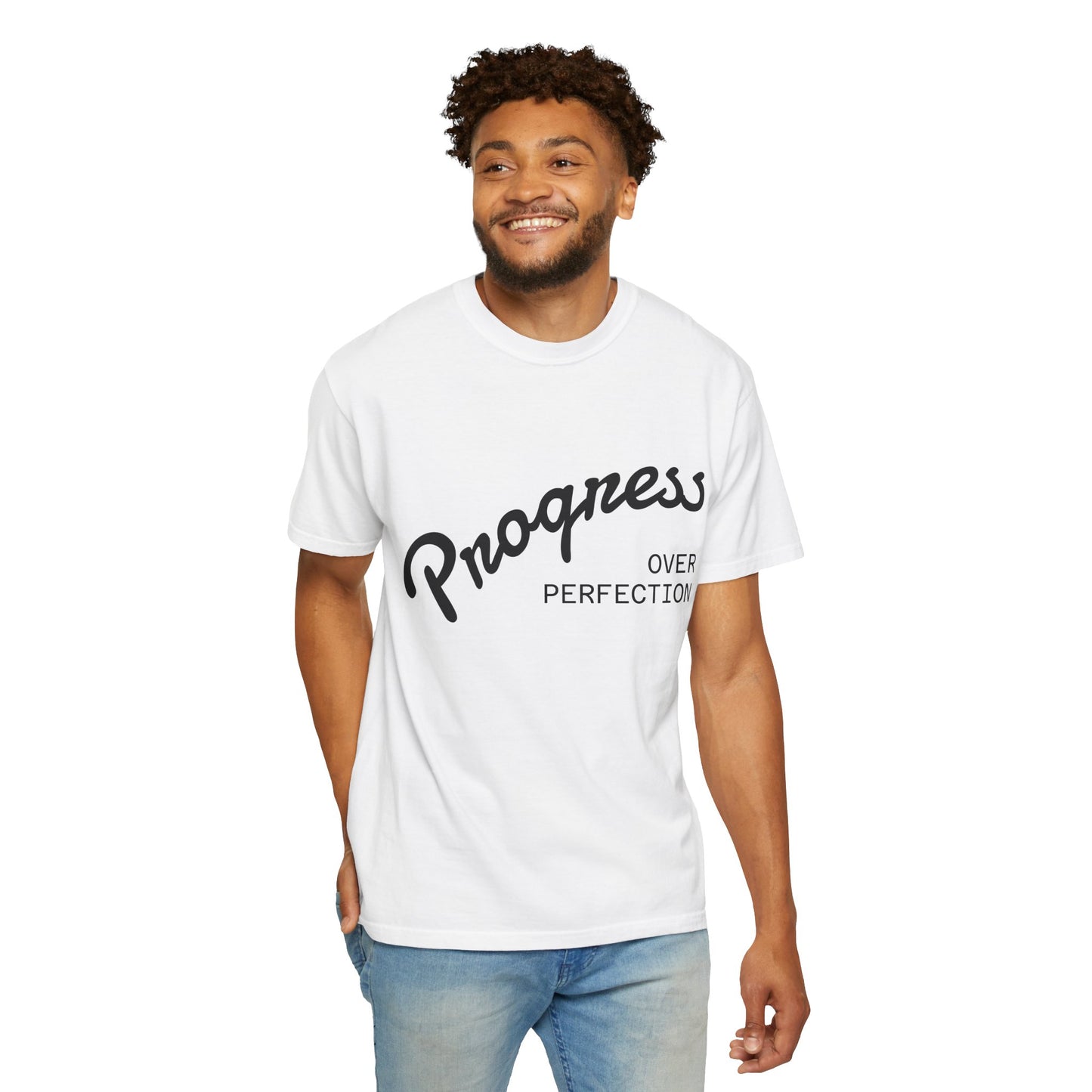 Garment-Dyed T-Shirt: Progress Over Perfection Tee, Unisex Casual Wear